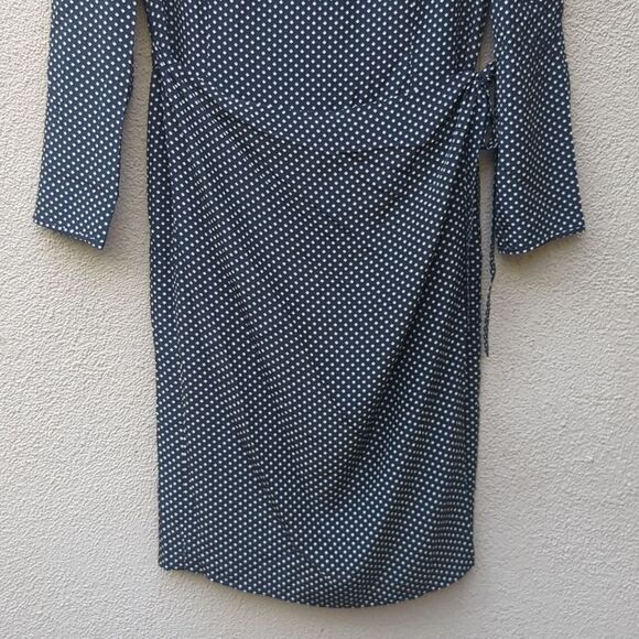 Cordier Vintage Wrap Midi Dress Italy Quiet Luxury Micro Print Midi Dress. - Picture 3 of 12